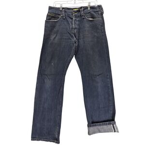 Vintage Mambo Jeans Mens Blue Selvedge Dark Wash Button Fly Fits 32x33‎